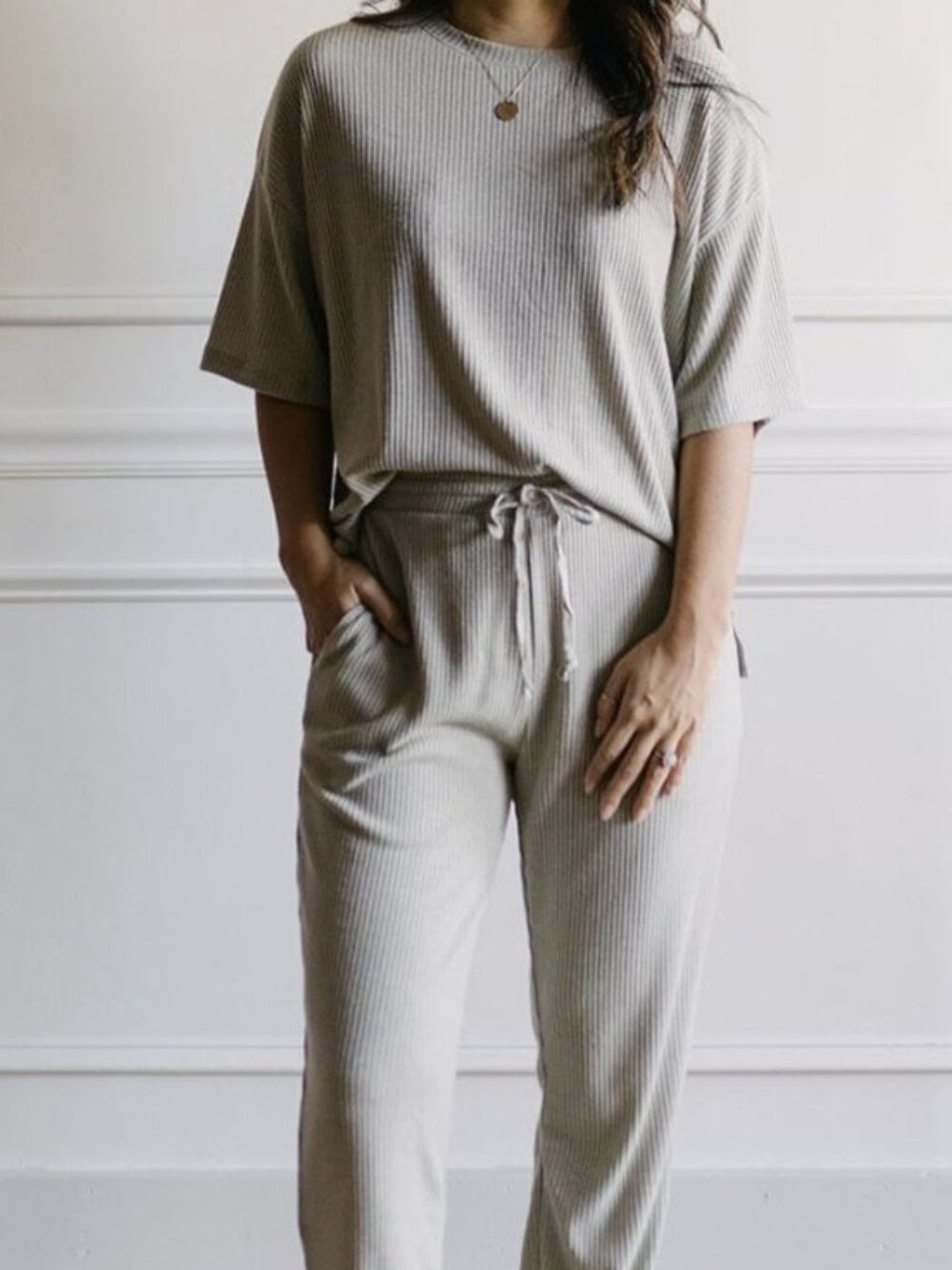 Wishlist Apparel Sage Green Ribbed 2 Piece Lounge Set S/M